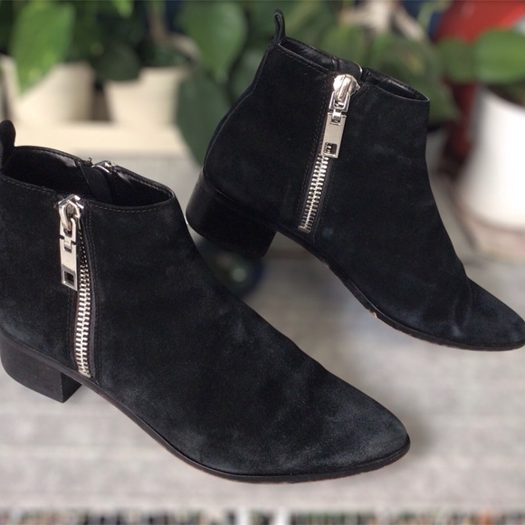 Dolce Vita Women's Marra Boot Size 8 Black Suede Pointed Bootie Low Block Heel - Picture 1 of 7